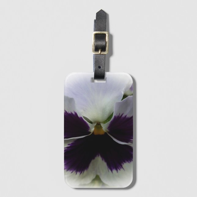 Etiqueta De Bagagem Pansy roxa e branca (Frente Vertical)