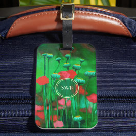 Etiqueta De Bagagem Papagaios vermelhos e verdes, Flores Modelo de Art