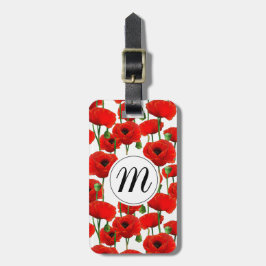 Etiqueta De Bagagem Papagaios Vermelhos Padrão Floral e Monograma