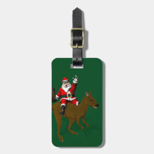 Etiqueta De Bagagem Papai Noel Andando Em Kangaroo