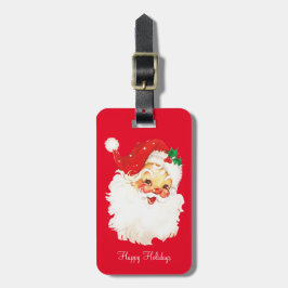 Etiqueta De Bagagem Papai Noel de Natal Vintage em Vermelho