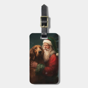 Etiqueta De Bagagem Papai Noel Setter Vermelho Irlandês Natal Festivo
