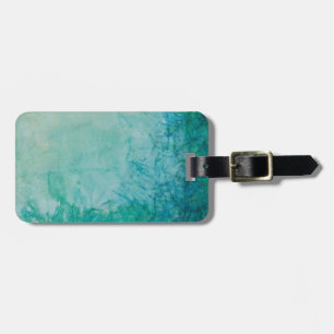Etiqueta De Bagagem Papel Com Abstrato De Tinta Azul, Verde E Preta