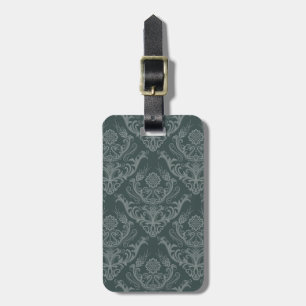 Etiqueta De Bagagem Papel de parede floral verde luxuoso do damasco