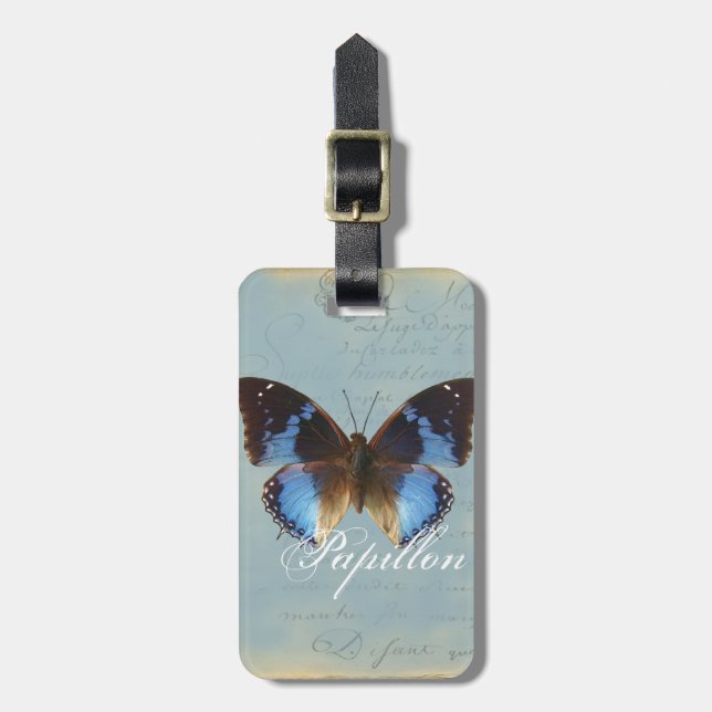 Etiqueta De Bagagem Papillon bleu (Frente Vertical)