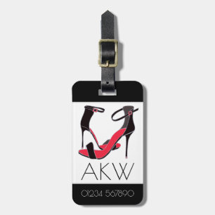 Etiqueta De Bagagem Par de calçados de salto alto a preto com monogram