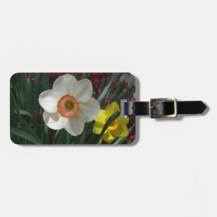 Etiqueta De Bagagem Par de Daffodils Flores Rosa e Amarelo