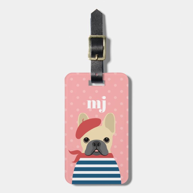 Etiqueta de Bagagem para Buldogue Francês (Frente Vertical)
