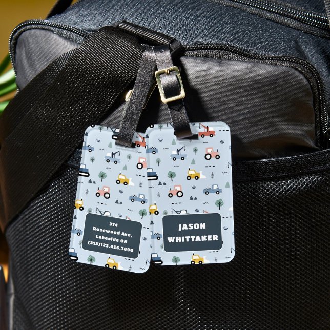 Etiqueta De Bagagem Para Rapazes (Cute Tractors Pattern Luggage Tag For Boys)