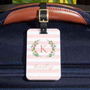 Etiqueta De Bagagem Paradise Floral e Stripes