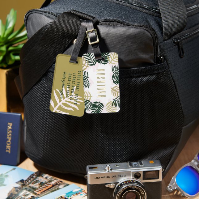 Etiqueta De Bagagem Paraíso de Palma Praia Tropical (Frente e verso)