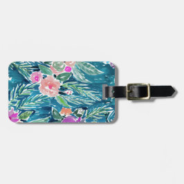 Etiqueta De Bagagem Paraíso tropical do marinho floral