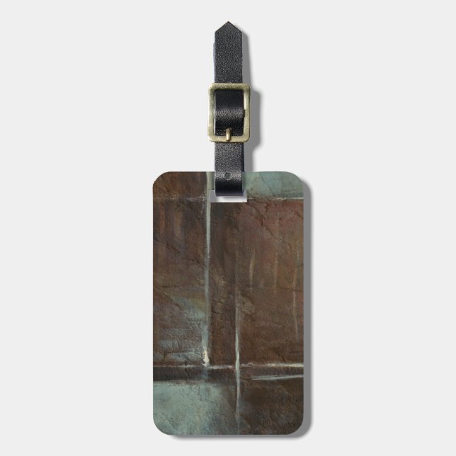 Etiqueta De Bagagem Parede de tijolos Vermelho e Cinza (Frente Vertical)