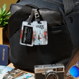 Etiqueta De Bagagem Paris Bound Woman em preto