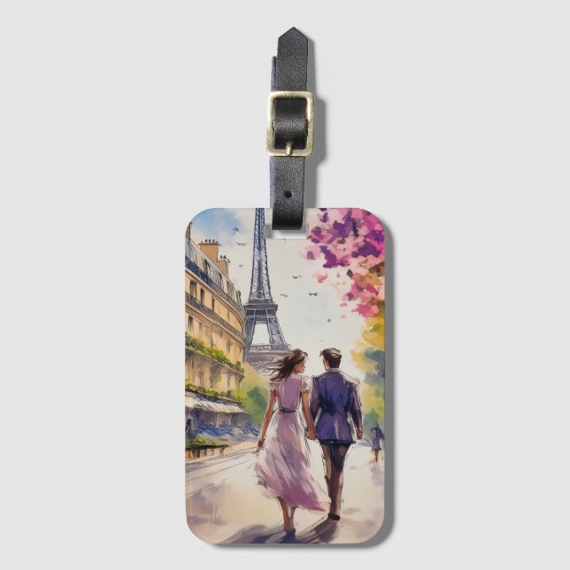 Etiqueta De Bagagem Paris na primavera (Frente Vertical)