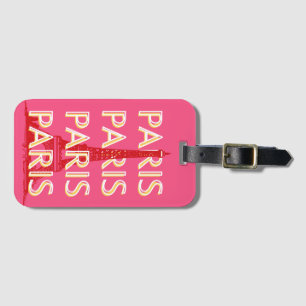 Etiqueta De Bagagem Paris, Viagem Art, Retro-Viagem Art, Rosa