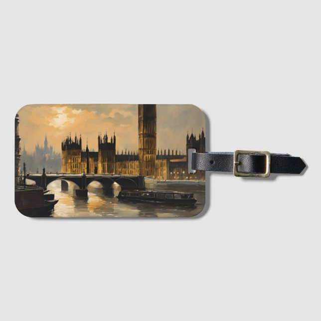 Etiqueta De Bagagem Parlamento Thames River Big Ben London Viagem (Frente Horizontal)