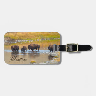 Etiqueta De Bagagem Parque Nacional de Bison River Crussing Yellowston