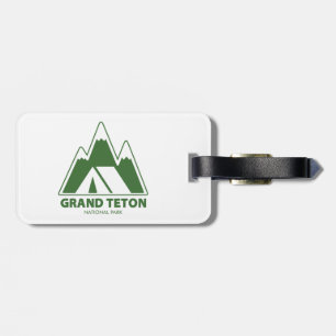 Etiqueta De Bagagem Parque Nacional Grand Teton Montanhas Acampamento