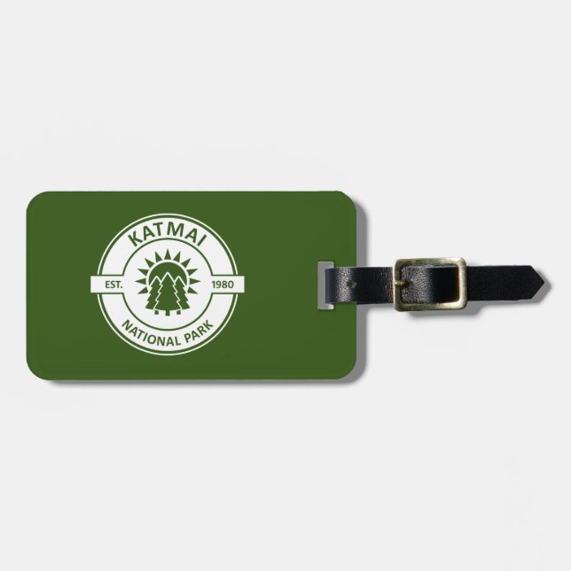 Etiqueta De Bagagem Parque Nacional Katmai - Árvores Sun (Frente Horizontal)
