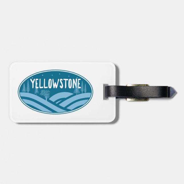 Etiqueta De Bagagem Parque Nacional Yellowstone Wyoming Montana ao ar  (Traseira Horizontal)