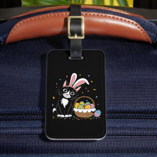 Etiqueta De Bagagem Páscoa Negra Gato Tuxedo Rabbit Coelho Ovos