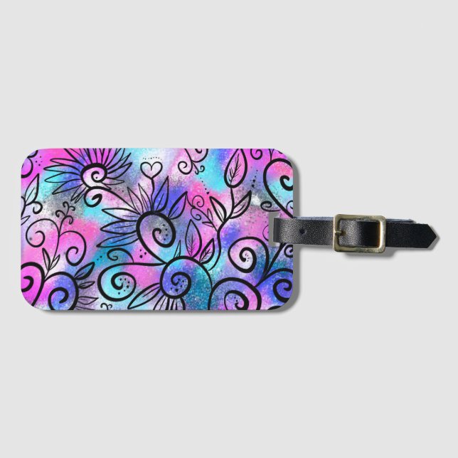 Etiqueta De Bagagem Pássaro floral engraçado (Frente Horizontal)