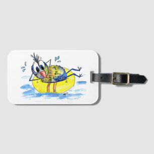 Etiqueta De Bagagem Pássaro Whimsical Bonito no Float