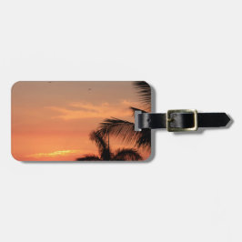 Etiqueta De Bagagem Pássaros, Pássaros e Palmeiras do Havaí Laranja