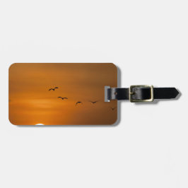 Etiqueta De Bagagem Pássaros voando no pôr do sol