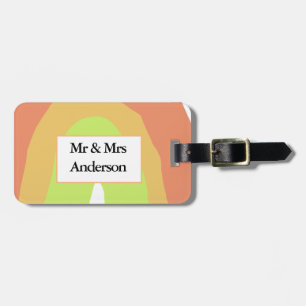 Etiqueta De Bagagem pastel boho vermelho amarelo verdeadicione o texto