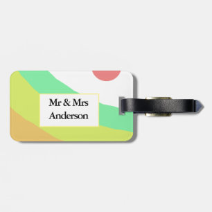 Etiqueta De Bagagem pastel boho vermelho amarelo verdeadicione o texto