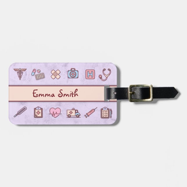 Etiqueta De Bagagem Pastel Cute Yami Kawaii Personalizável (Frente Horizontal)