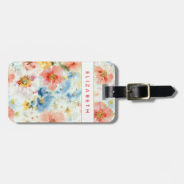 Etiqueta De Bagagem Pastel Watercolor Floral Custom Name Travel ID