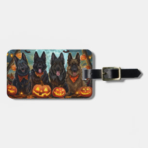 Etiqueta De Bagagem Pastor Belga Halloween Assustador