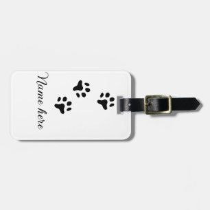 Etiqueta De Bagagem Pata de cão e animal preto acrescentar nome texto 