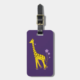 Etiqueta De Bagagem Patinagem de rolo engraçada do girafa dos desenhos