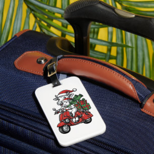 Etiqueta De Bagagem Patinete de Cavalgar Vaca de Natal Engraçado Desig