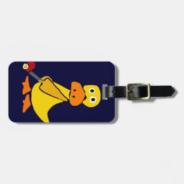 Etiqueta De Bagagem Pato engraçado que joga a arte do primitivo do