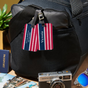 Etiqueta De Bagagem Patriotic Red White e Blue Strike Name Modelo