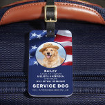 Etiqueta De Bagagem Patriotic Service Dog Photo ID Flag Americano Crac<br><div class="desc">Crachá de identificação de cães de serviço Patriótico do American Flag - Identifique facilmente o seu cão como um cão que trabalha, mantendo o seu cão focado e cortando as distrações enquanto trabalha com um desses crachás de identificação de cães de serviço do k9. Embora não seja necessário, um crachá...</div>