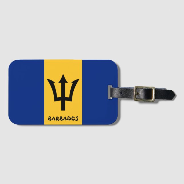 Etiqueta De Bagagem Patriótico da Bandeira Nacional de Barbados (Frente Horizontal)
