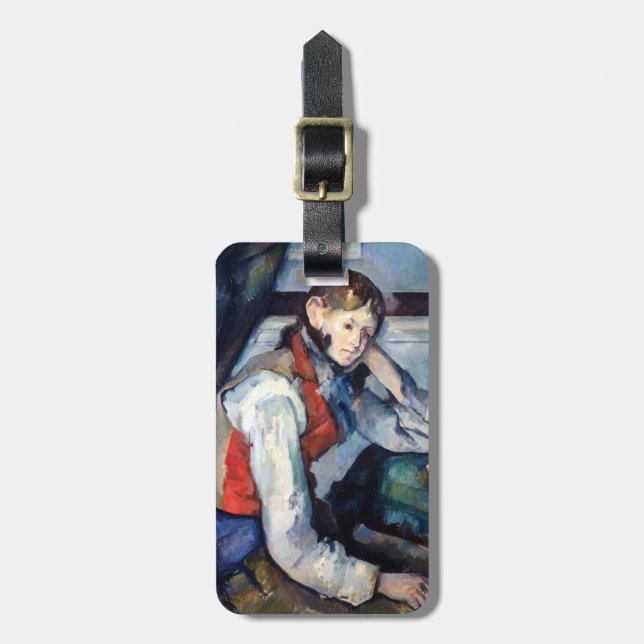 Etiqueta De Bagagem Paul Cezanne - Menino no Colete Vermelho (Frente Vertical)