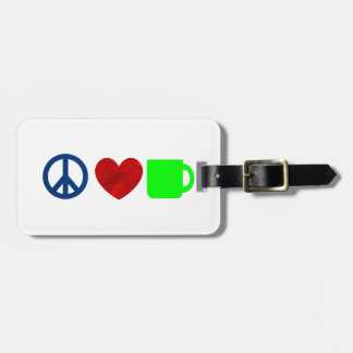 Etiqueta De Bagagem Paz, amor, café
