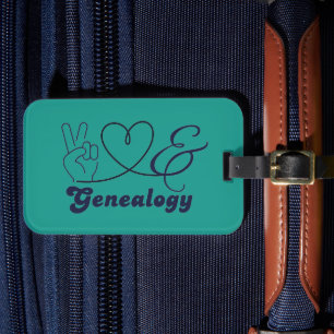 Etiqueta De Bagagem Paz, Amor e Genealogia
