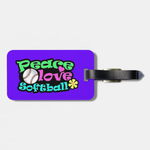 Etiqueta De Bagagem Paz, Amor, Softball
