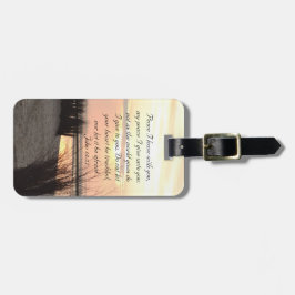 Etiqueta De Bagagem Paz que eu deixo com você, por do sol do oceano do