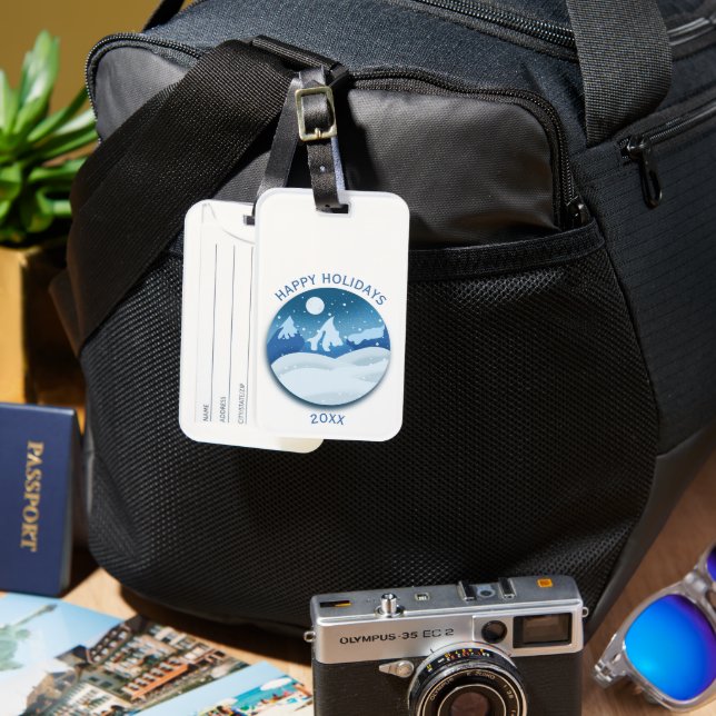 Etiqueta De Bagagem Peaceful Frosted Landscape  (Frente e Verso)