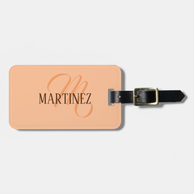 Etiqueta De Bagagem Peach Fuzz Elegante Personalizado Nome (Frente Horizontal)