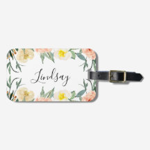 Peach Watercolor Floral Monograma